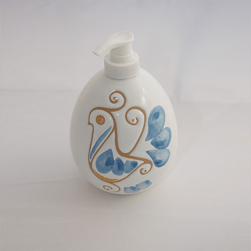 Portasapone Liquido cm.15 Pavoncella Tradizionale - Kernos Ceramiche  Artigianali Sarde